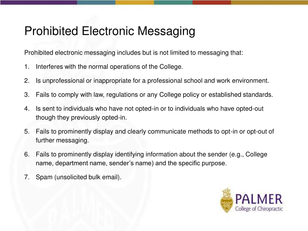 prohibited electronic messaging