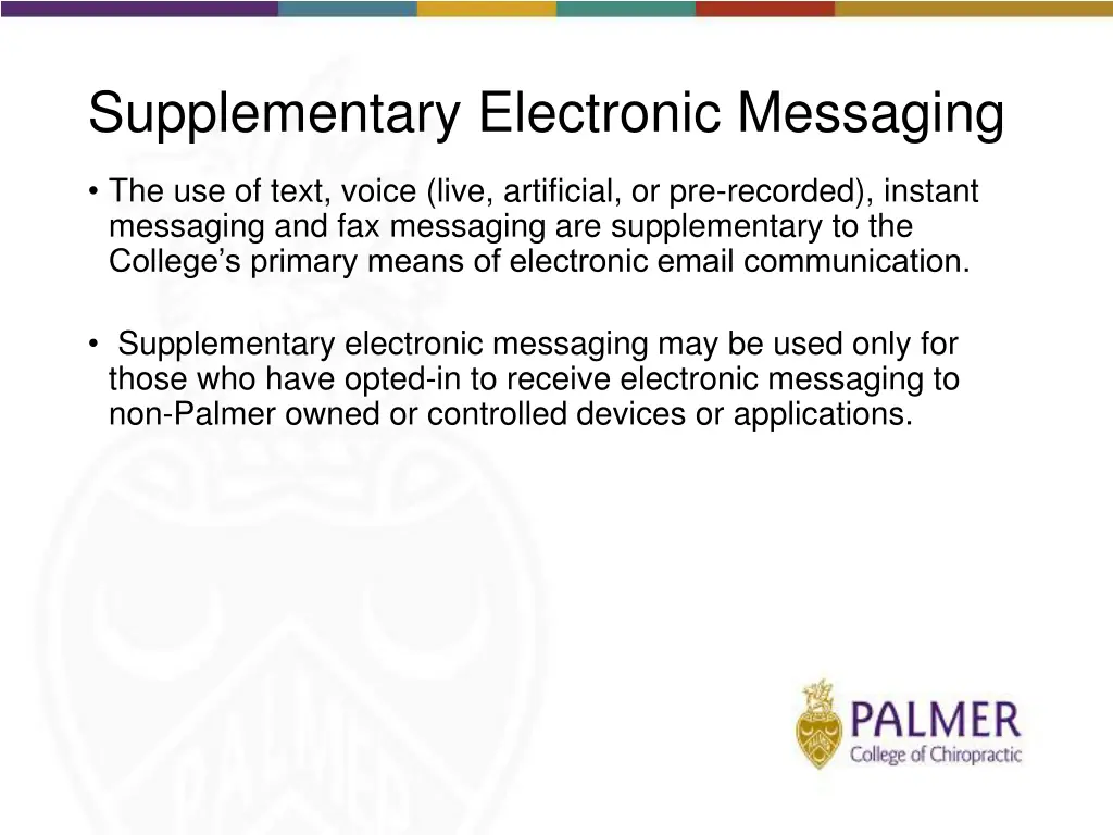 supplementary electronic messaging