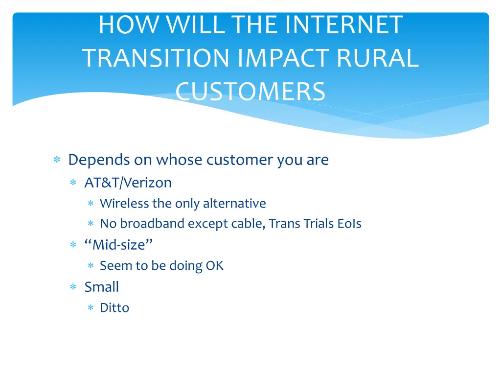 how will the internet transition impact rural