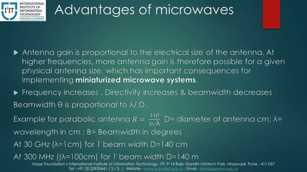 advantages of microwaves