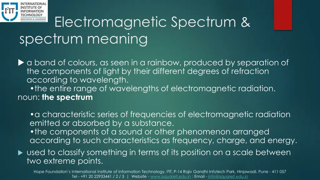 electromagnetic spectrum spectrum meaning