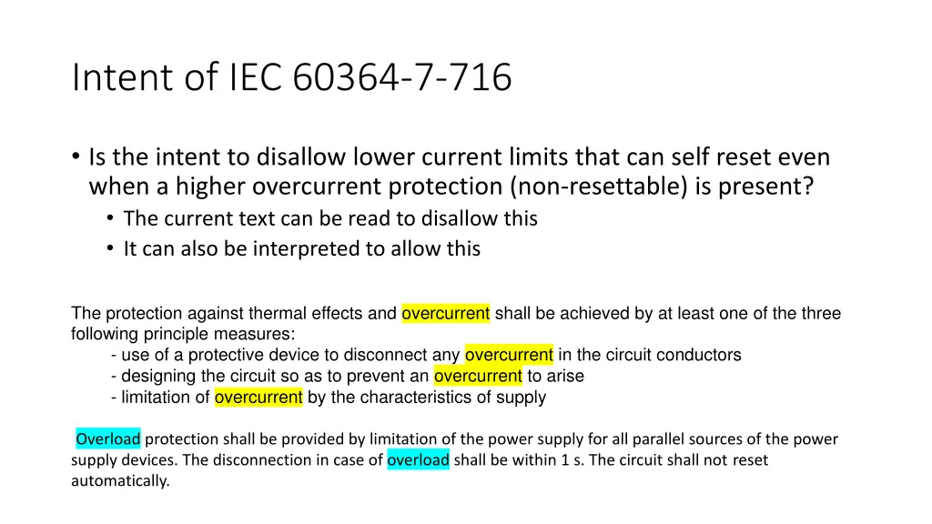 intent of iec 60364 7 716