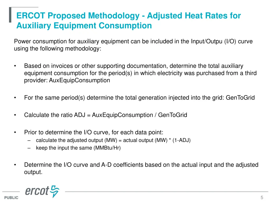 ercot proposed methodology adjusted heat rates