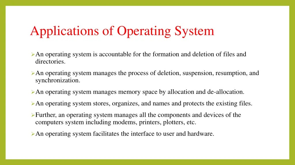 applications of operating system