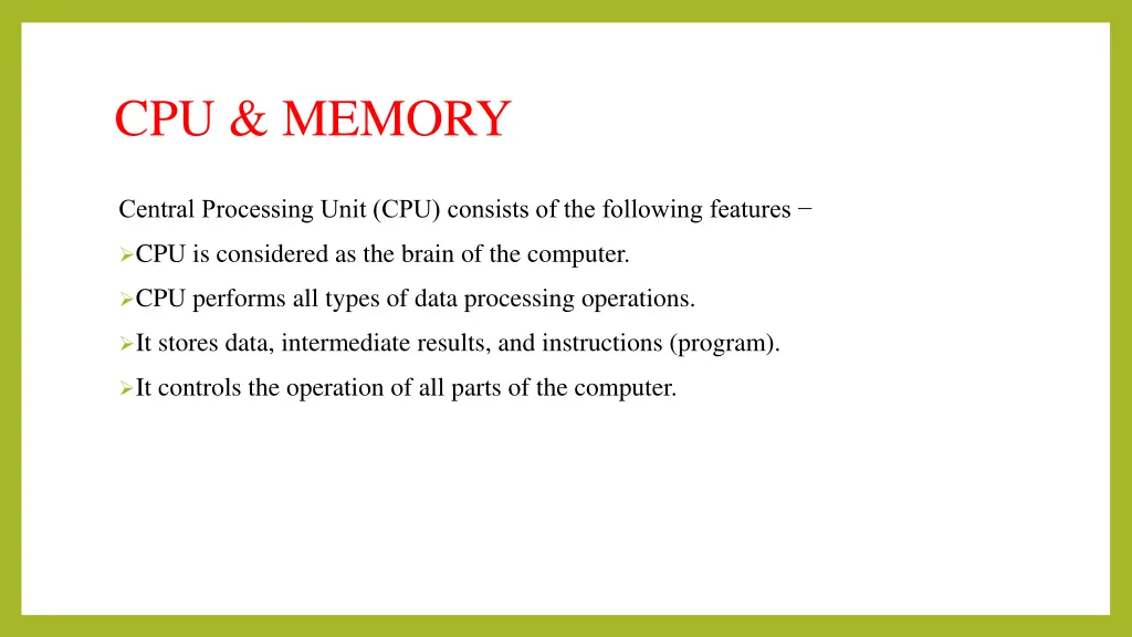 cpu memory