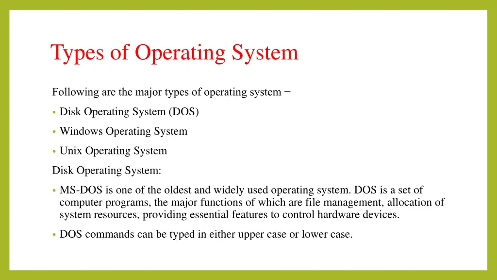 types of operating system