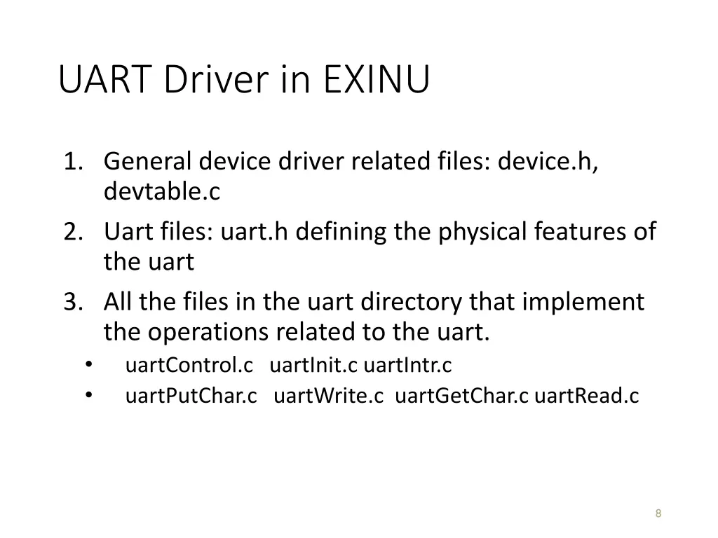 uart driver in exinu