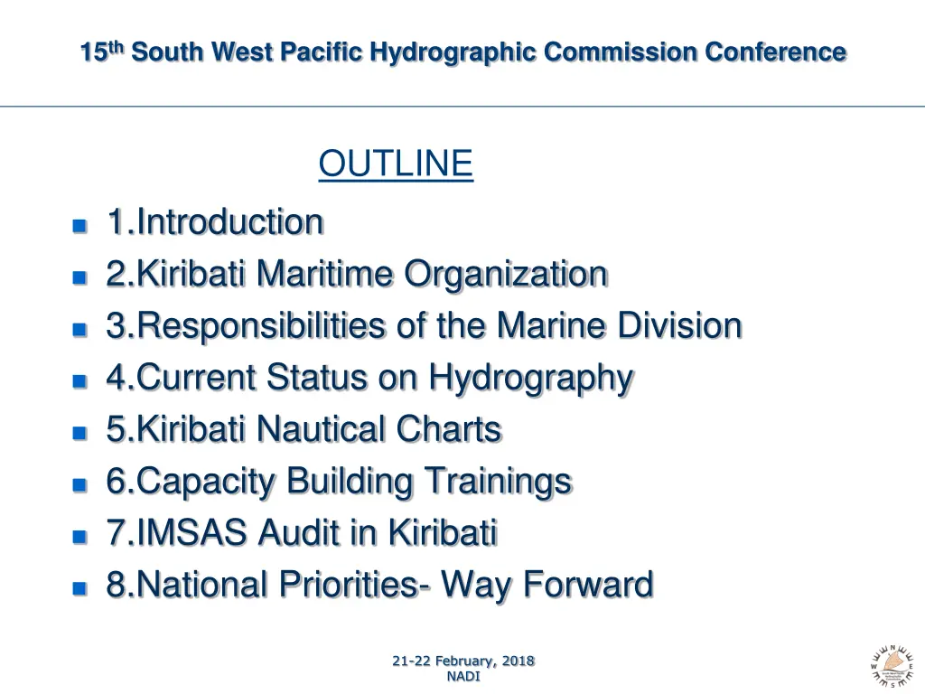 15 th south west pacific hydrographic commission 1