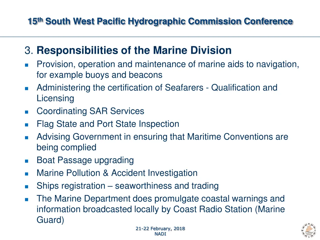 15 th south west pacific hydrographic commission 4