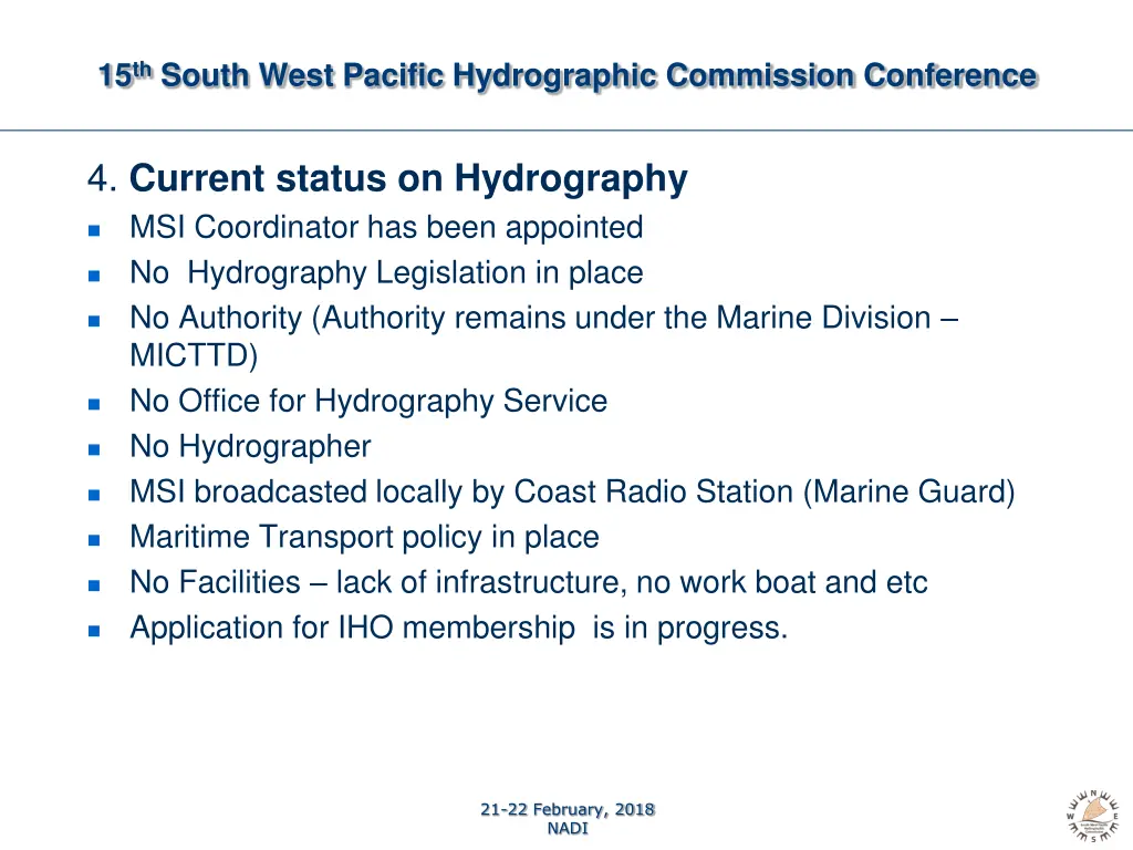 15 th south west pacific hydrographic commission 5
