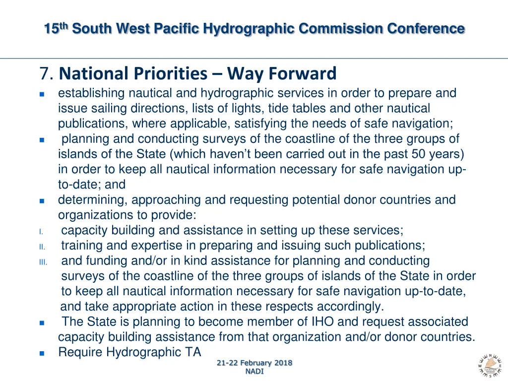15 th south west pacific hydrographic commission 9