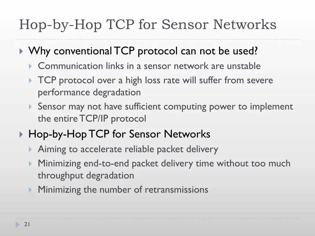 hop by hop tcp for sensor networks