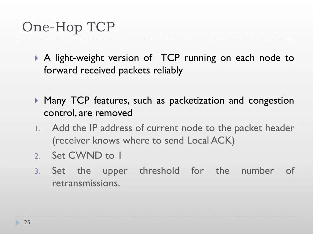 one hop tcp