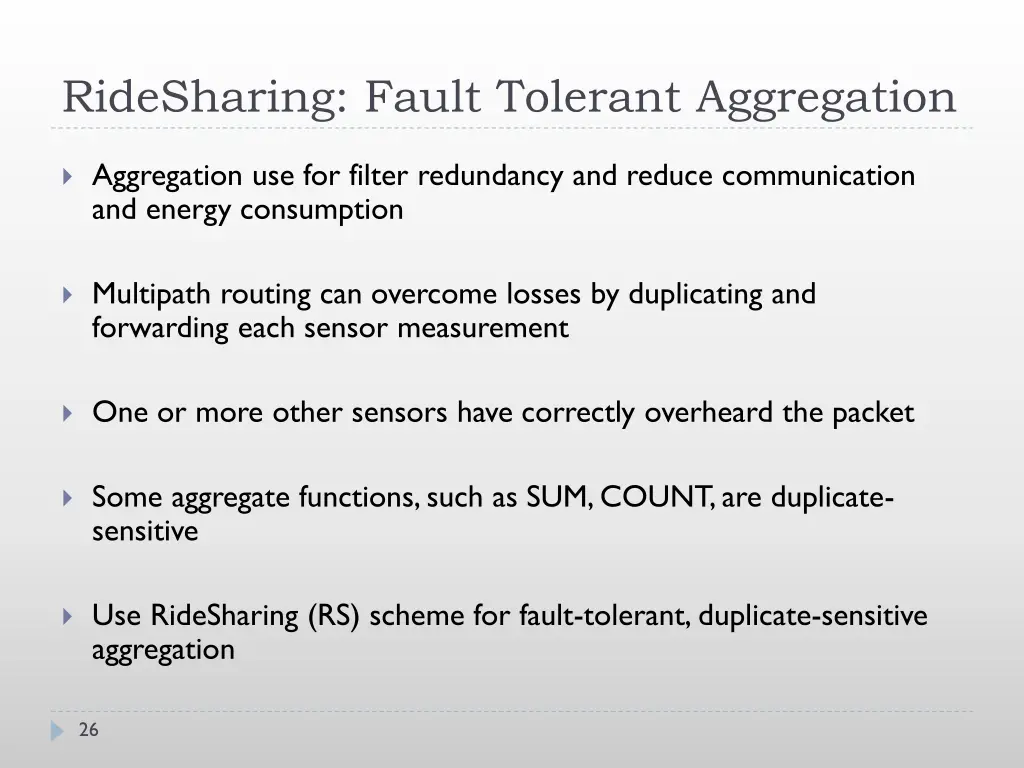 ridesharing fault tolerant aggregation