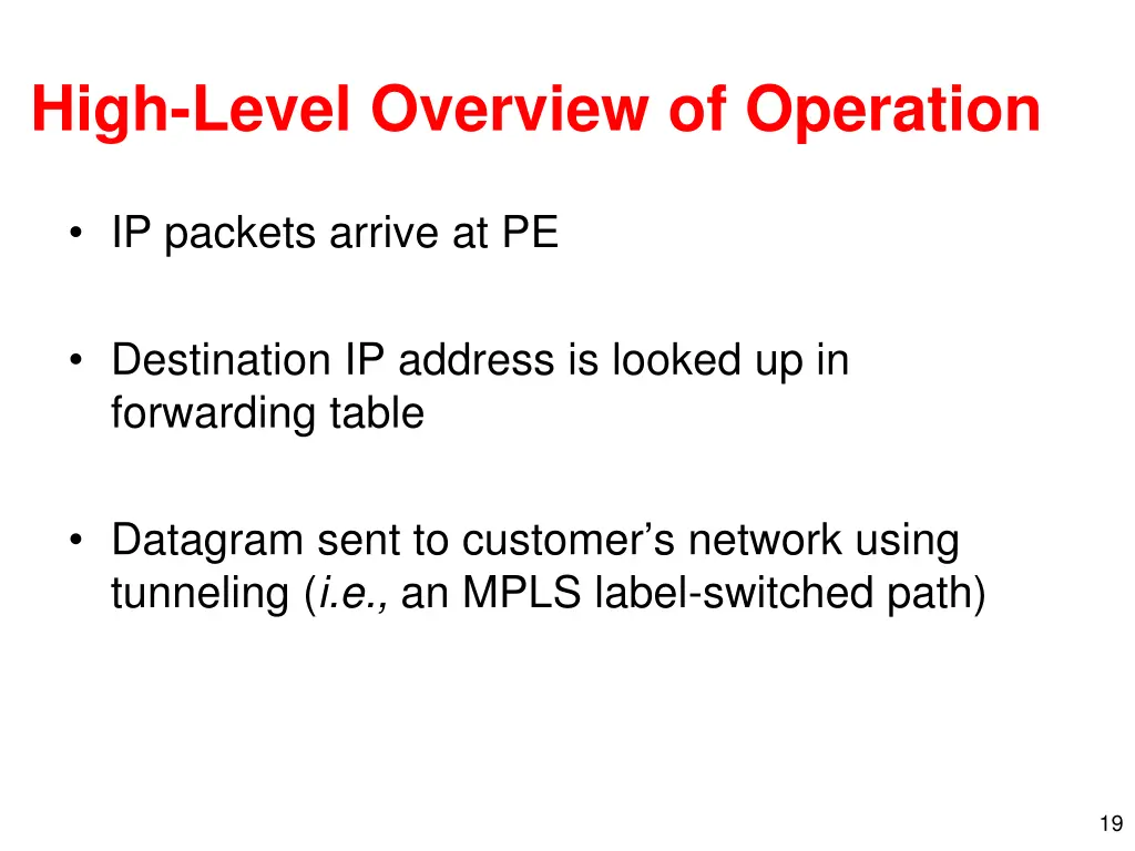 high level overview of operation