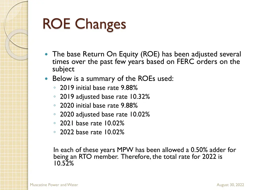 roe changes