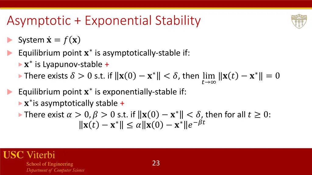 asymptotic exponential stability