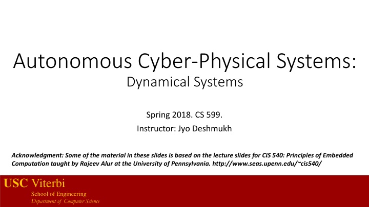 autonomous cyber physical systems dynamical