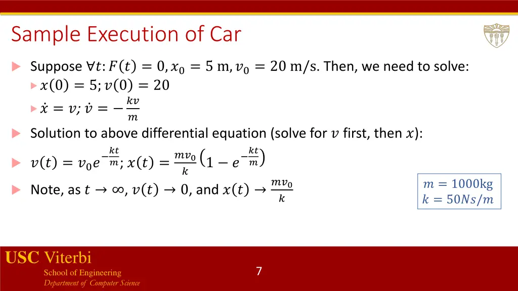 sample execution of car
