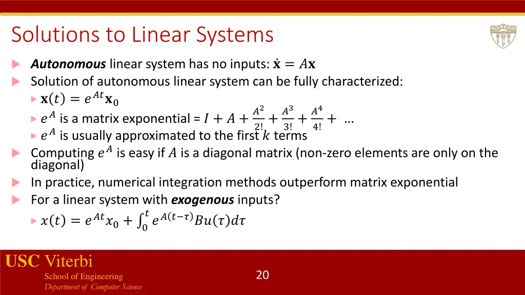 solutions to linear systems