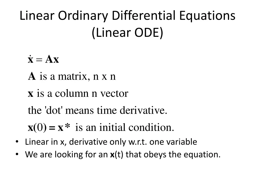 linear ordinary differential equations linear ode