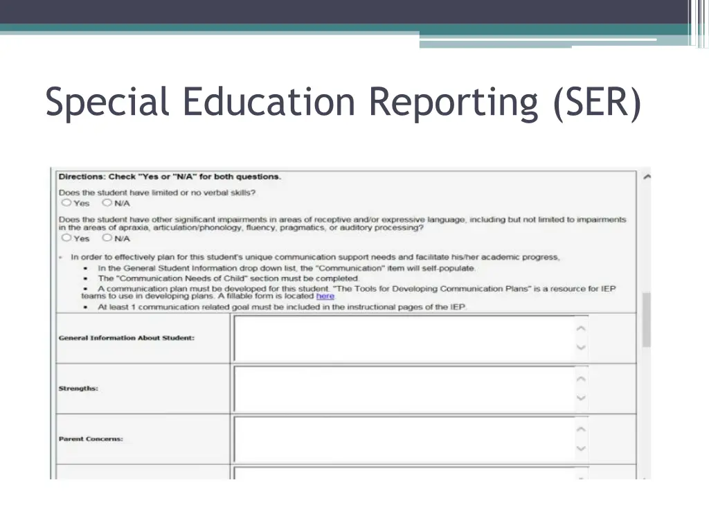 special education reporting ser