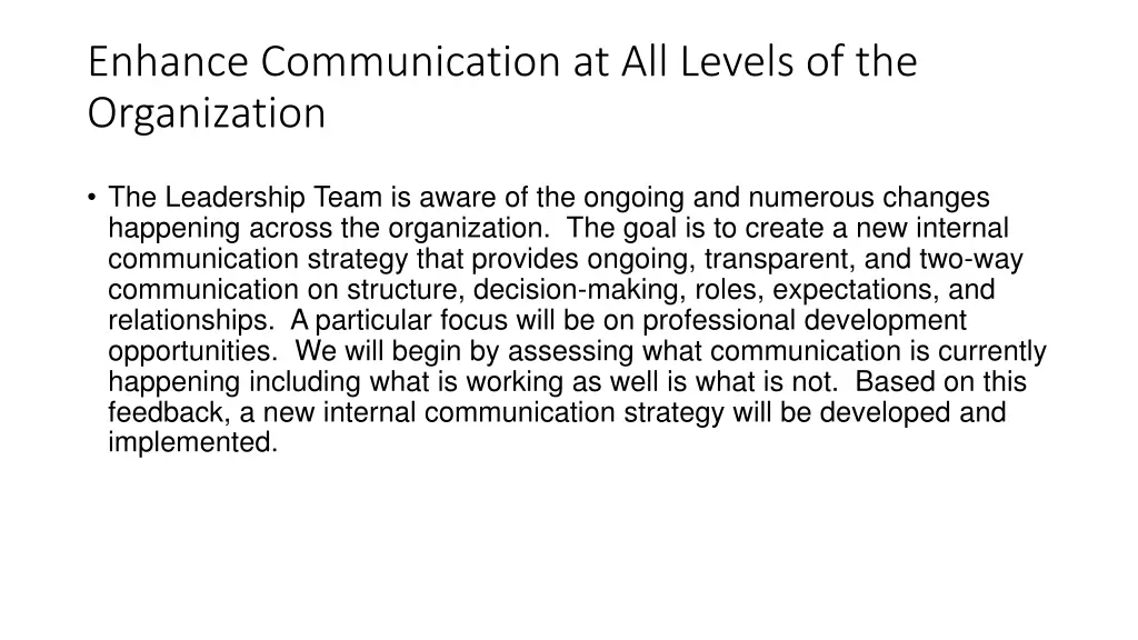 enhance communication at all levels