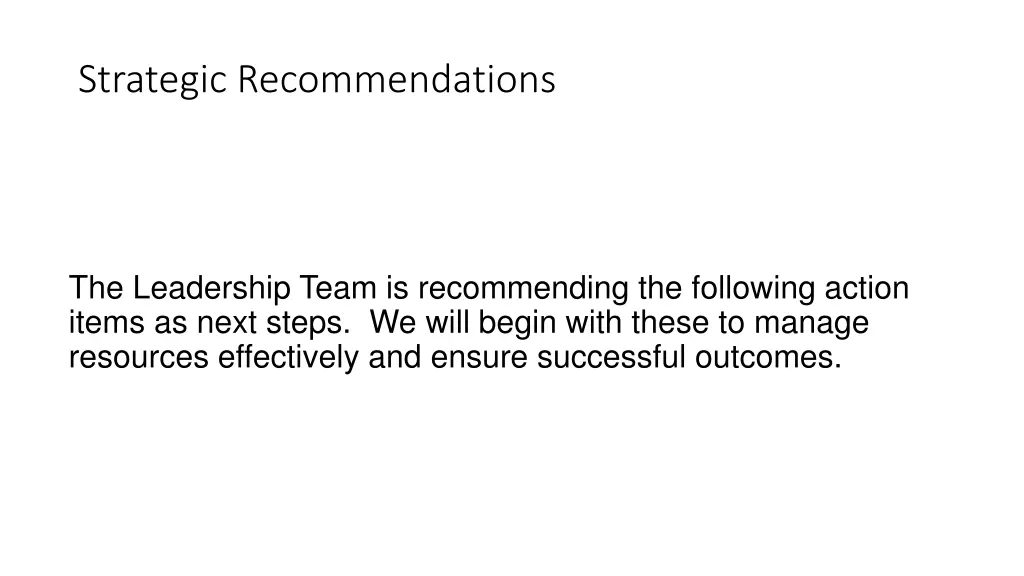 strategic recommendations