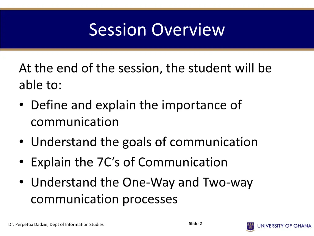 session overview