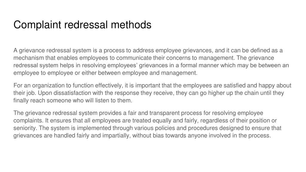 complaint redressal methods