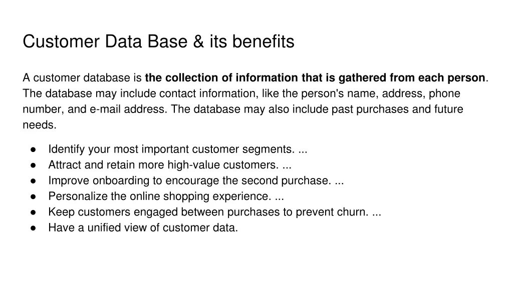 customer data base its benefits