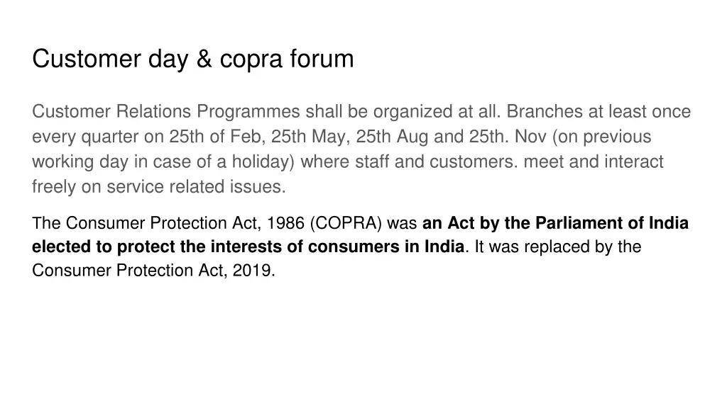 customer day copra forum