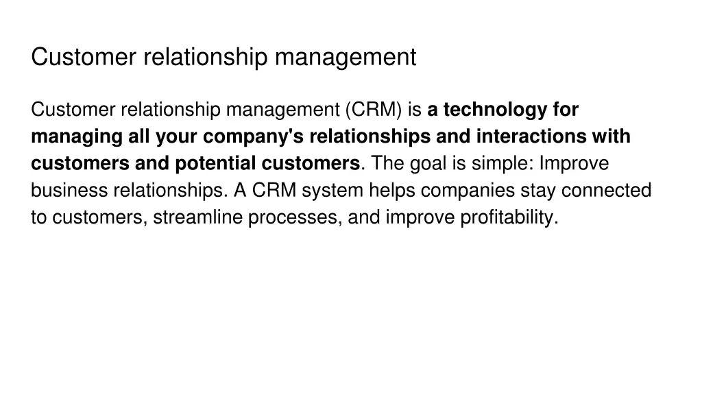 customer relationship management