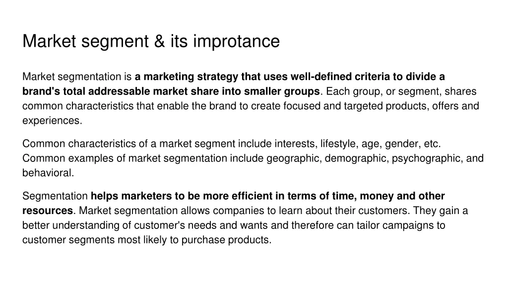 market segment its improtance