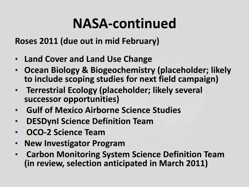 nasa continued