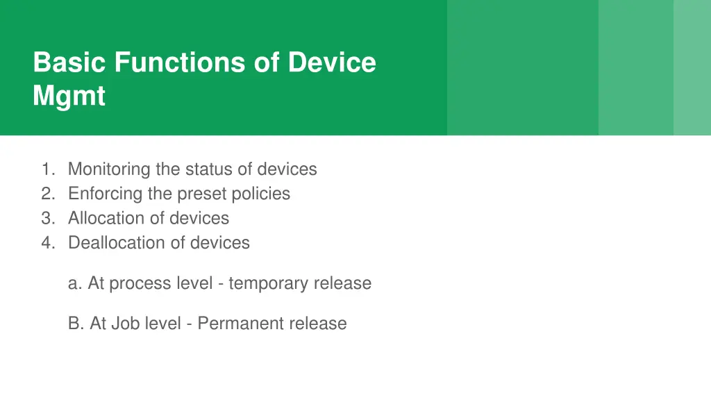 basic functions of device mgmt
