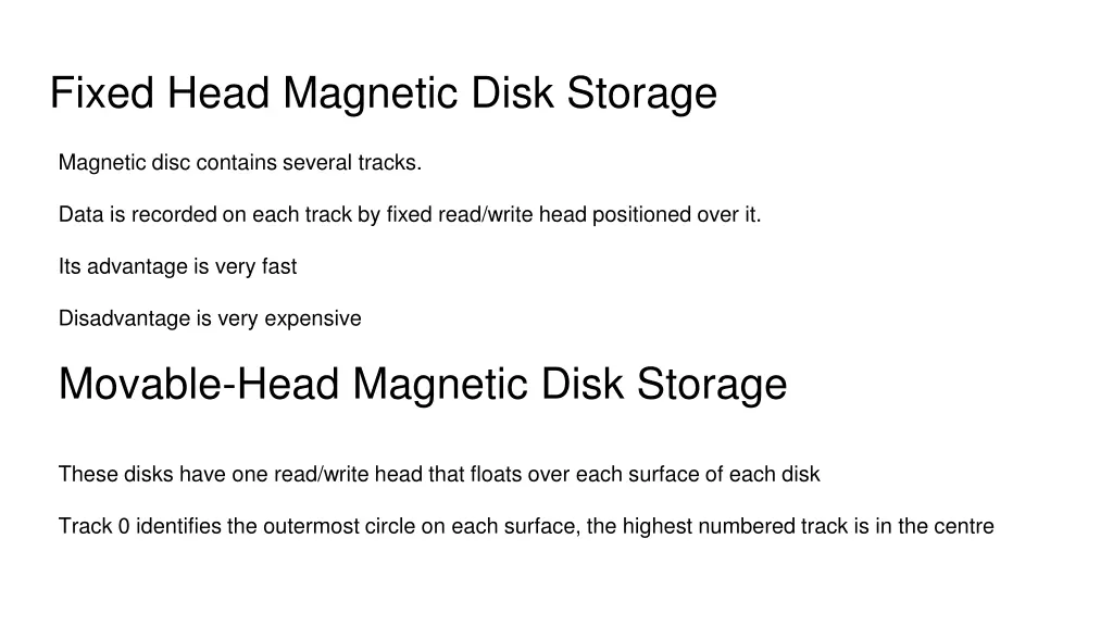 fixed head magnetic disk storage