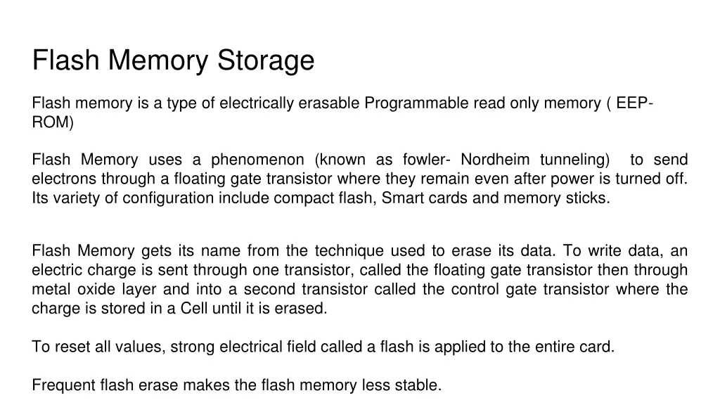 flash memory storage