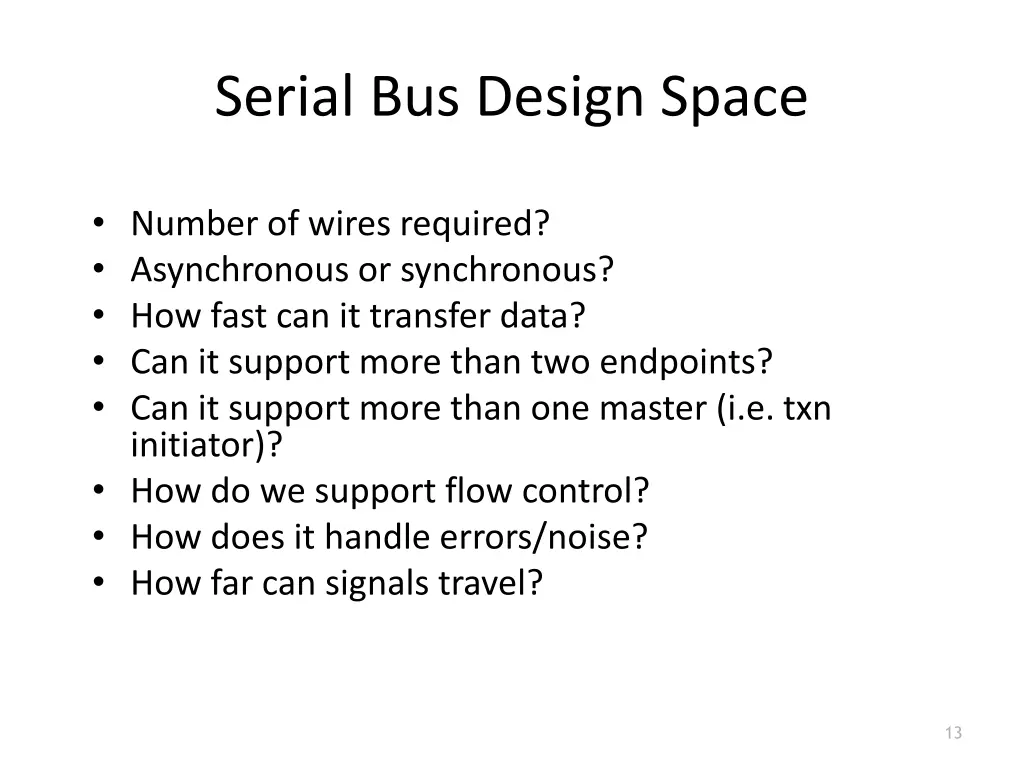 serial bus design space