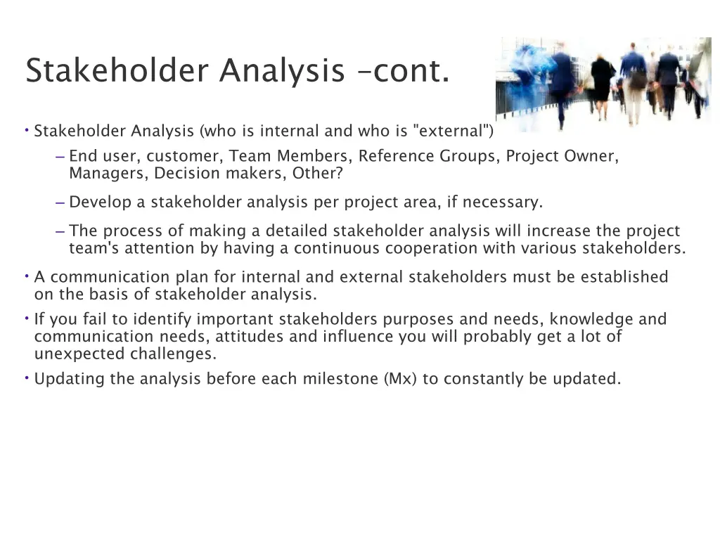 stakeholder analysis cont