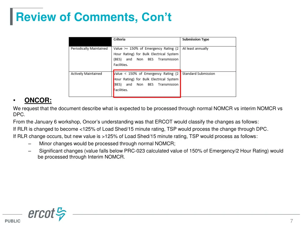 review of comments con t 2