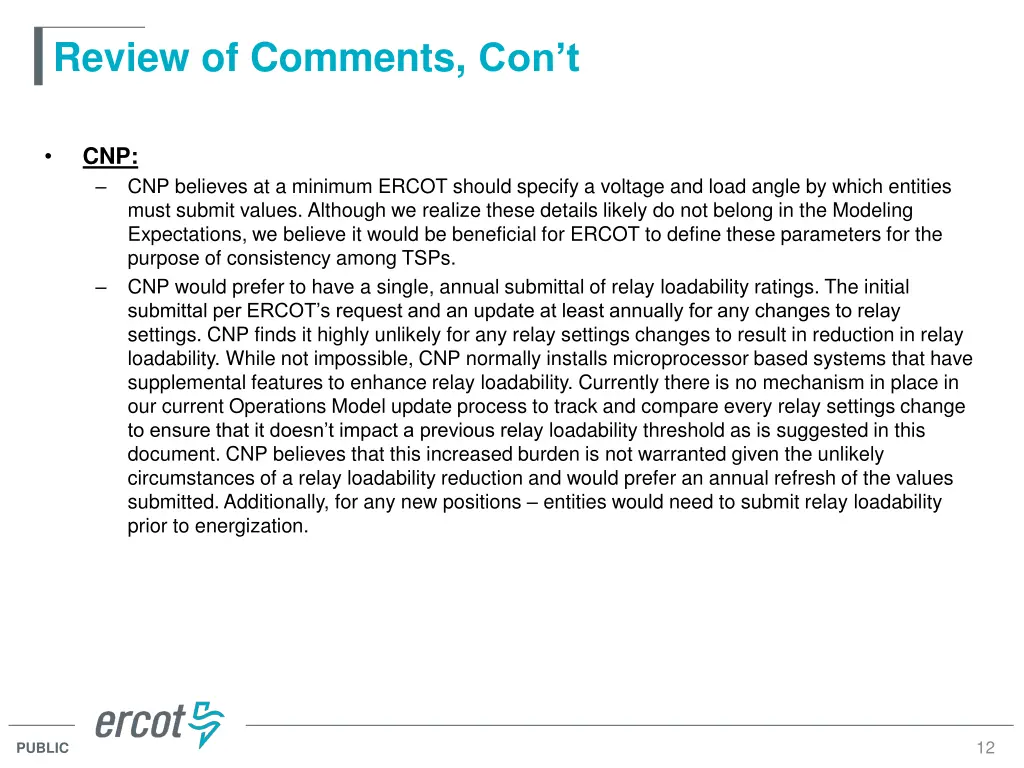 review of comments con t 7