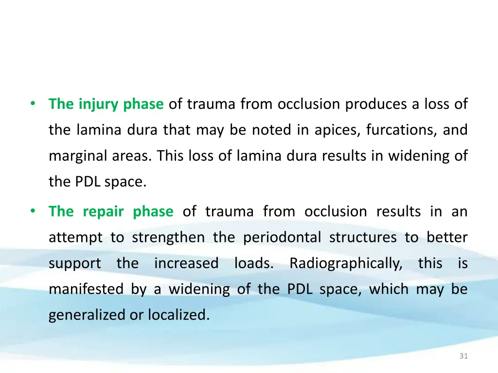 the injury phase of trauma from occlusion