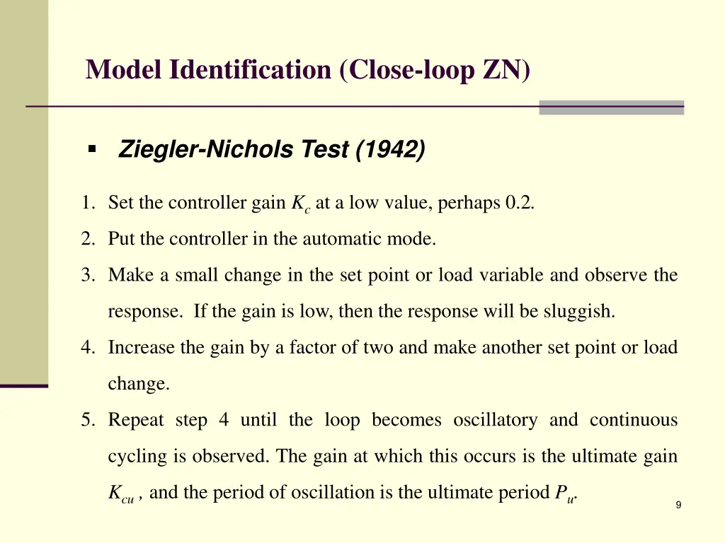 model identification close loop zn