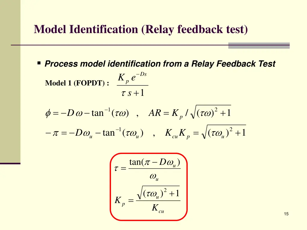 model identification relay feedback test 5