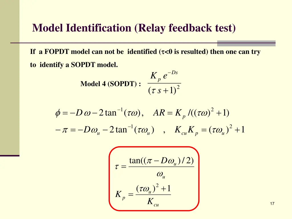 model identification relay feedback test 7
