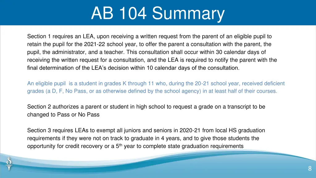 ab 104 summary