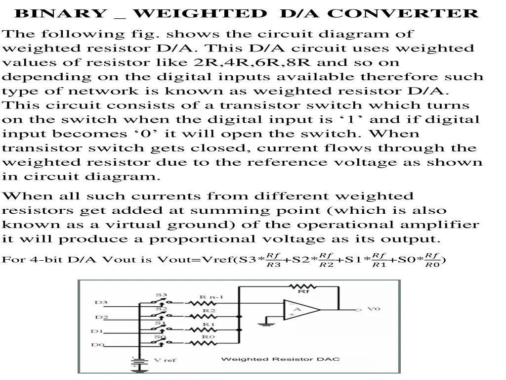 binary weighted d a converter the following