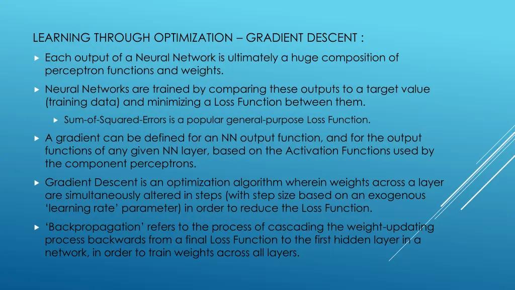 learning through optimization gradient descent