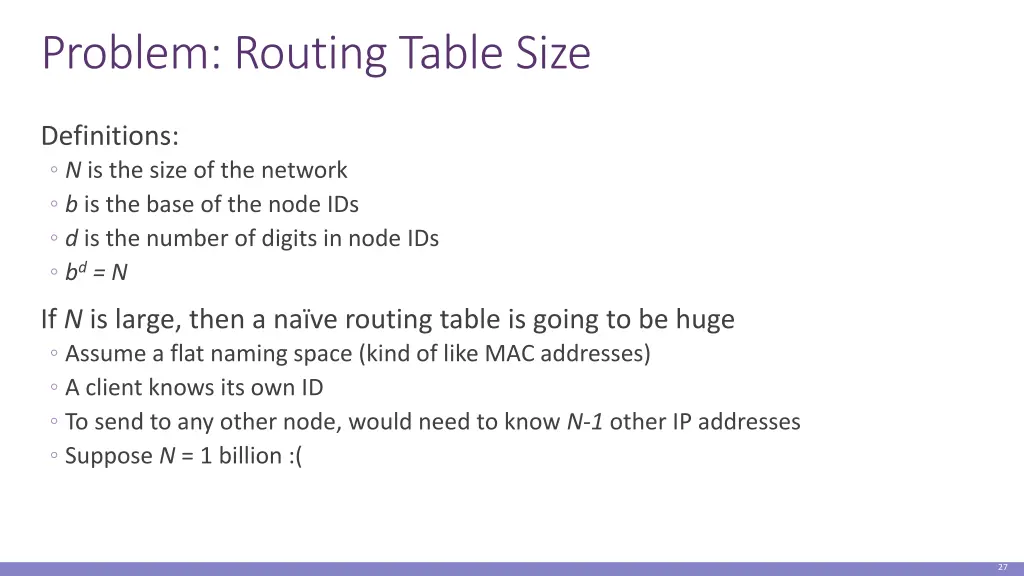 problem routing table size